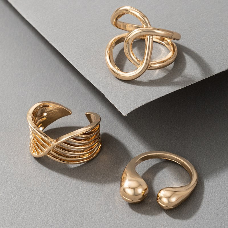 Wholesale Vintage Cross Spiral Gold Open Ring Set